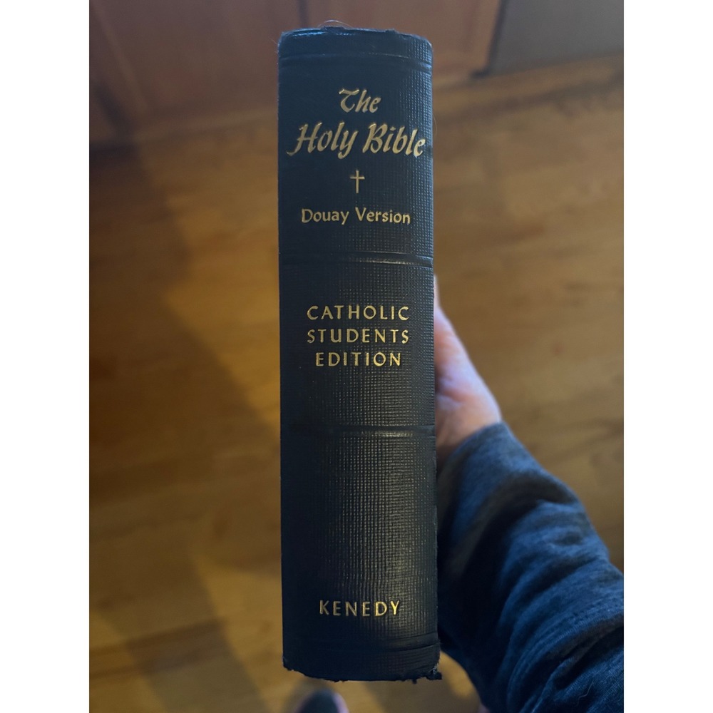 Antique The Holy Bible Douay Version Catholic Students Edition Kenedy Black HB